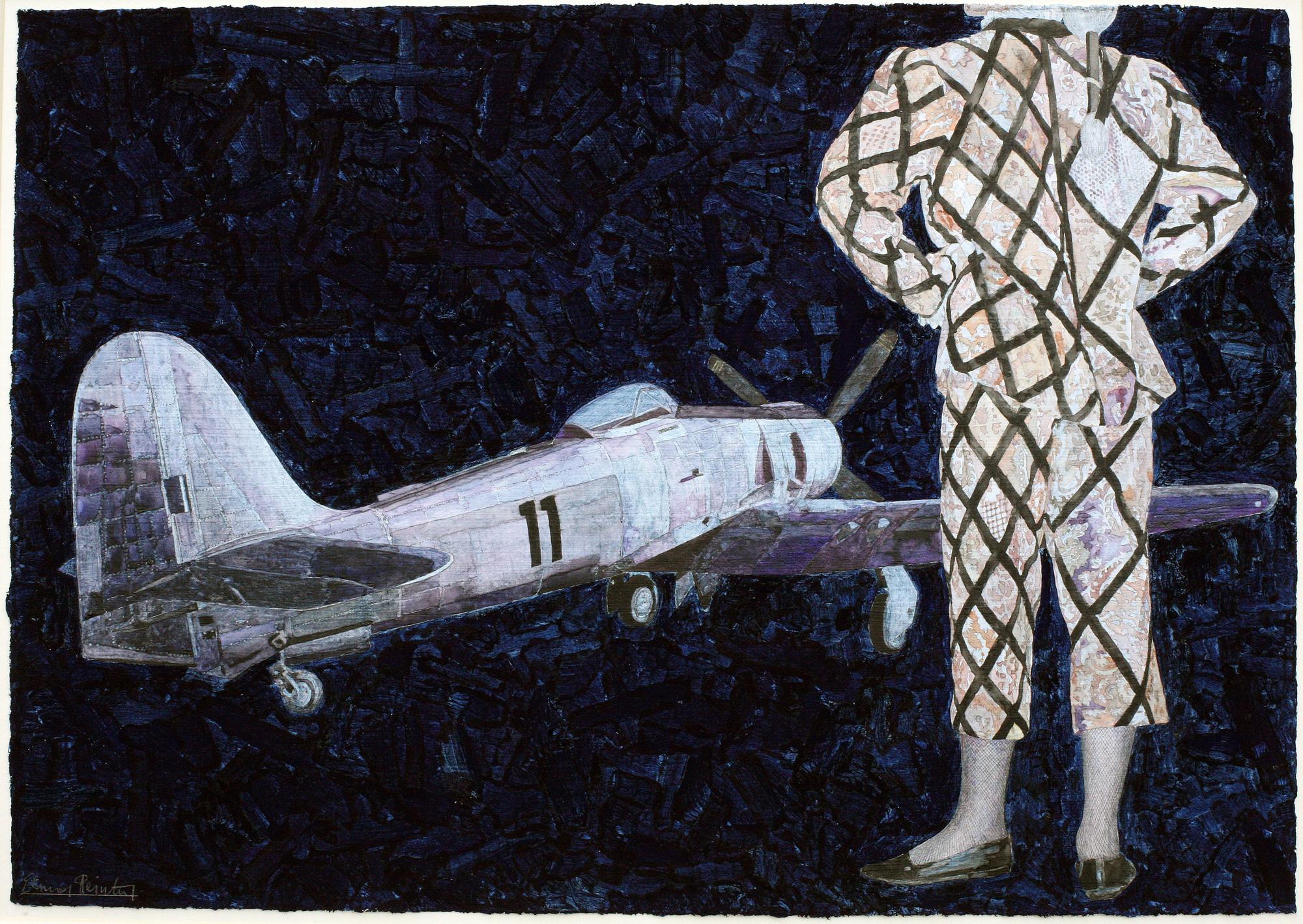 Elmar Peintner - Flugzeug und Kostuemierte (r)